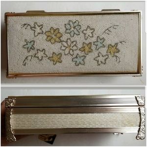 Vintage 70's Schmid LOVE STORY Music Jewelry Box Intricately Beaded